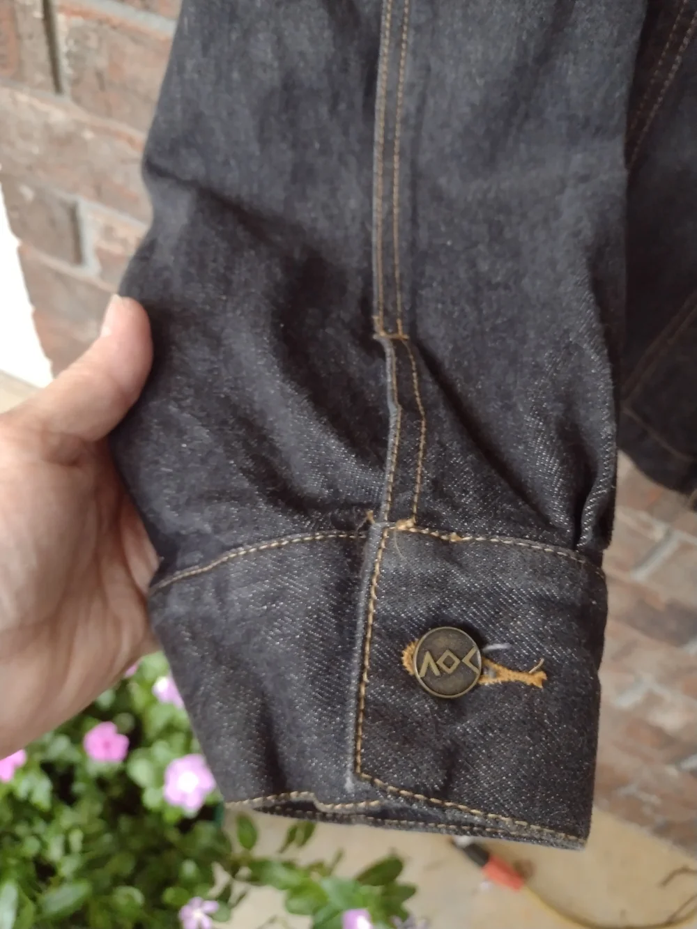 Absence Of Color Jean Trucker Jacket Black Men XXL Flap Pockets Distressed Biker